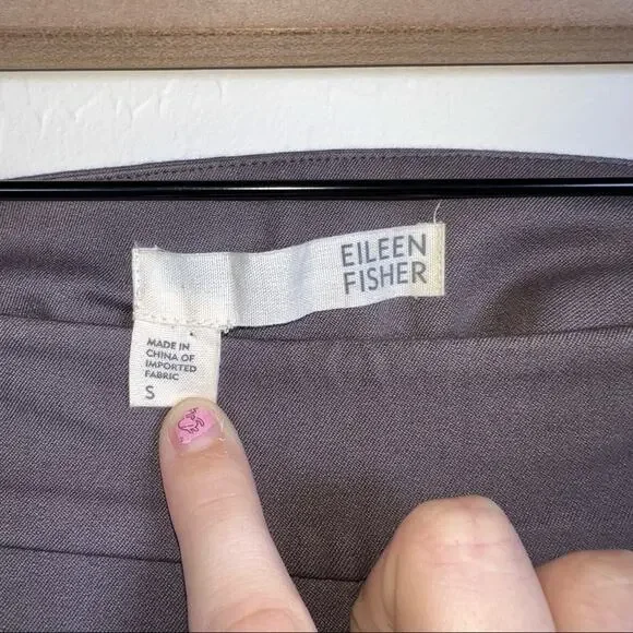 Eileen Fisher gray straight leg casual chino pants w ankle zippers small S B90 - Picture 2 of 5